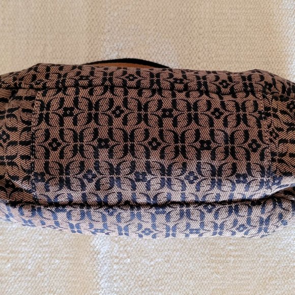 Vintage Fossil Purse Handbag Brown And Tan Cloth With Leather Trim - Picture 3 of 5